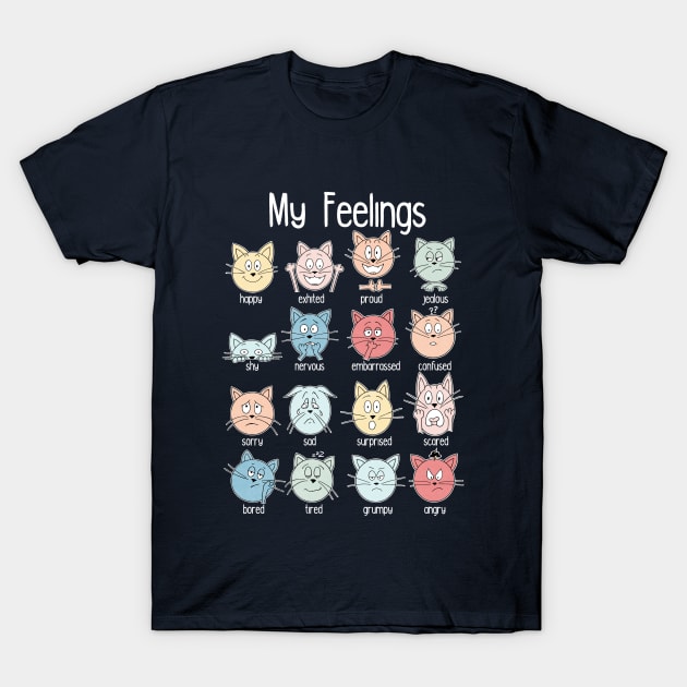 Expressions Print, Emotions Print, Feelings Print, Educational Print for Kids, Funny Cat Print, Montessori Print, Preschool Print, Rainbow T-Shirt by konnijensen